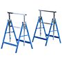 Homcom Set Of 2 Adjustable Telescopic Builders Trestle Diy Steel Work Bench Carpenter Folding Saw Horse Tools Blue