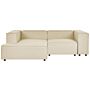 Modular Right Hand Sofa Beige Linen 2 Seater Sectional Corner Sofa With Black Legs