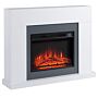 Homcom Electric Fireplace Suite With Remote Control, 2000w Freestanding Fireplace Heater With Led Flame Effect, Overheat Protection, White