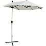 Outsunny 2m Half Parasol Market Umbrella Garden Balcony Parasol With Crank Handle, Cross Base, Double-sided Canopy, Cream White