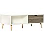 Homcom Coffee Table, Modern Tea Table With Open Storage Shelves, Two Drawers And Solid Wood Legs, Coffee Tables, Bed Room, White