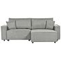 Left Hand Corner Sofa Bed Grey Fabric Polyester Upholstered 3 Seater L-shaped Bed With Cushions Sleeping Function