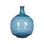 Vase Blue Glass 31 Cm Handmade Decorative Round Bud Shape Tabletop Home Decoration