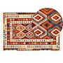 Kilim Area Rug Multicolour Wool 200 X 300 Cm Hand Woven Flat Weave Geometrical Pattern With Tassels