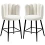 Homcom Bar Stools Set Of 2, Faux Cashmere Upholstered Breakfast Bar Chairs, Modern Kitchen Stools With Backs, Footrest And Steel Base, Cream