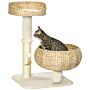 Pawhut 72cm Cat Tree, Kitty Activity Center, Cat Climbing Toy, Cat Tower With 2 Cattail Beds Ball Toy Sisal Scratching Post, Beige