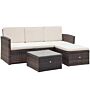 Outsunny 4-seater Rattan Garden Furniture Outdoor Patio Corner Sofa And Coffee Table Set Footstool W/ Thick Cushions, Brown