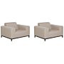 Set Of 2 Garden Armchairs Beige Fabric Black Aluminium Legs Upholstery Furniture Weather Resistant Outdoor