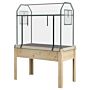 Outsunny Wooden Planter Box With Greenhouse Cover And Bed Liner, Raised Garden Bed For Vegetables, Flowers, Herbs