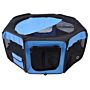 Pawhut Fabric Pet Playpen, 8-panel Mesh Puppy Dog Pen, Foldable Portable Rabbit Run, For Cat Pig Guinea, Dia 90 X 41h Cm, For Outdoor Use, Blue