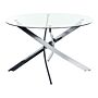 Dining Table Silver Tempered Glass Top Round ⌀120 Cm 4 Person Capacity