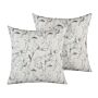 Set Of 2 Decorative Cushions Beige Floral Pattern 45 X 45 Cm Flower Motif