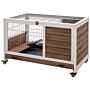 Pawhut Wooden Indoor Rabbit Hutch W/ Enclosed Run Brown