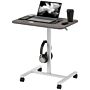 Homcom Height Adjustable Standing Desk, Pneumatic Sit Stand Desk For Laptop, Mobile Overbed Table With Wheels And Headphone Hook For Home Office, Grey