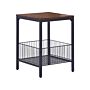 Side Table Dark Wood With Black Particle Board Iron 40 X 40 Cm Metal Wire Basket Storage Square Top