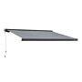 Outsunny Cassette Electric Motorised Manual Awning Door Window Patio Canopy Retractable Sun Shade W/ R/c & Led, 300x250cm Grey