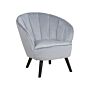 Armchair Light Grey Velvet Fabric Upholstery Glam Shell Back Accent Chair