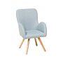 Lounge Chair Blue Fabric Upholstery Modern Club Chair With Armrests Wooden Legs