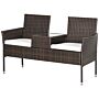 Outsunny Two-seat Rattan Chair, With Middle Table - Brown