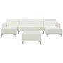 Corner Sofa Bed White Faux Leather Tufted Modern U-shaped Modular 5 Seater With Ottoman Chaise Lounges