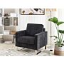 Armchair Black Corduroy Sled Silver Legs