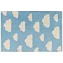 Area Rug Blue Cloud Print 60 X 90 Cm Low Pile Runner For Children Playroom