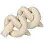 Set Of 2 Cushions Beige 172 X 14 Cm Teddy Fabric Throw Pillows Decorative Soft Filling Multiple Shapes Accessories