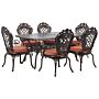 Garden Dining Set Brown Aluminium Outdoor Table 6 Chairs Vintage Beliani