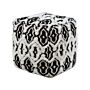 Pouffe Black And White Wool Cotton 45 X 45 Cm Square Shape