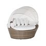 Garden Daybed White And Brown Faux Rattan With Cushions Weather Resistant