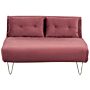 Sofa Bed Pink Velvet 2 Seater Fold-out Sleeper Armless With 2 Cushions Metal Gold Legs