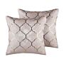 Set Of 2 Decorative Cushions Pink Quatrefoil Pattern 45 X 45 Cm Foil Print Moroccan Clover