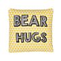 Kids Cushion Yellow Cotton 40 X 40 Cm Bear Hugs Print Triangle Pattern Square Shape Children Room