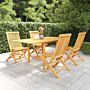 Vidaxl 5 Piece Garden Dining Set Solid Teak Wood