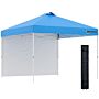 Outsunny 3x(3)m Pop Up Gazebo Tent With 1 Sidewall, Roller Bag, Adjustable Height, Event Shelter Tent, Blue