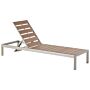 Garden Outdoor Lounger Light Wood And Silver Plastic Wood Aluminium Frame Adjustable Reclining Backrest