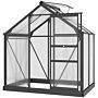 Outsunny Clear Polycarbonate Greenhouse Large Walk-in Green House Garden Plants Grow Galvanized Base Aluminium Frame With Slide Door, 6 X 4ft