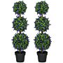 Homcom Set Of 2 Artificial Plants, Lavender Flowers Ball Trees With Pot, For Home Decor, 110cm