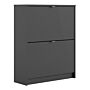 Shoes Shoe Cabinet W. 2 Tilting Doors And 2 Layers In Matt Black