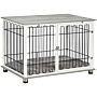 Pawhut Dog Crate Furniture Side End Table With Soft Washable Cushion, Indoor Dog Kennel With Lockable Door, For Small And Medium Dogs