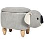 Animal Coala Children Stool With Storage Grey Velvet Wooden Legs Nursery Footstool