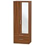 Contrast Tall 2 Drawer Mirrored Wardrobe In Noche Walnut