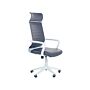 Office Desk Chair Grey Faux Leather Swivel Gas Lift Adjustable Height With Castors Ergonomic