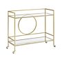 Kitchen Trolley Gold Metal Glass 75 X 45 Cm Glamour Wheels Open Storage Two Tops