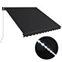 Vidaxl Manual Retractable Awning With Led 300x250 Cm Anthracite