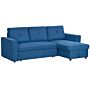 Homcom 3 Seater Sofa Bed, L-shaped Corner Sofa, Pull Out Sofa With Storage, Convertible Click Clack Settee Sectional Sleeper Futon For Living Room, Office, Dark Blue