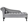 Left Hand Chaise Lounge Light Grey Velvet Upholstery Black Legs Storage Compartment Tufted Seat Bolster Cushion Glam Retro Design Beliani