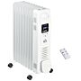 Homcom 2180w Digital Oil Filled Radiator, 9 Fin, Portable Electric Heater With Led Display, 3 Heat Settings, Safety Cut-off And Remote Control, White