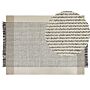 Rug Beige And Black Wool Cotton 140 X 200 Cm Hand Woven Flat Weave With Tassels