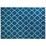 Rug Blue With Gold Quatrefoil Pattern Viscose With Cotton 160 X 230 Cm Style